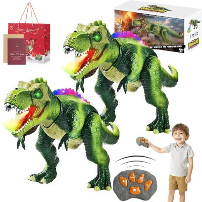 Fire Breathing Dragon Toy, Fire Breath Dino with 7 Color LED Lights  Walking Robot Dinosaur, FireBreathing Dinosaur Toy, Rc Walking & Spins, Realistic Roaring Sound Christmas & Birthday (2pcs)