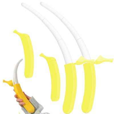 Funny Retractable Banana Sword with Hidden Blade,3D Printed Plastic Banana Wand Extendable Banana Sword Holiday Role (2pcs Bright Yellow)