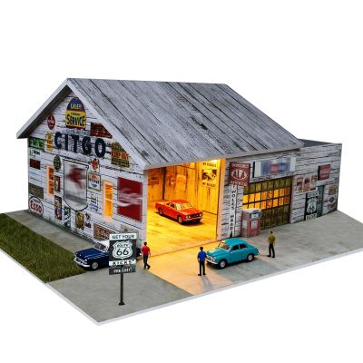 1/64 LED Lighted Diorama Garage Display Case for Hot Wheels, Matchbox & Mini GT Diecast Cars, Ideal for 1:64 Model Car Collection Display & Showcase (Warehouse)