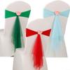 10 Pcs Elastic Bow Chair Sashes for Wedding Party Hotel Decorations, Compatible with 83-93cm Backrests, Composite Fabric Mesh, Sashes Only(Blue) view 2
