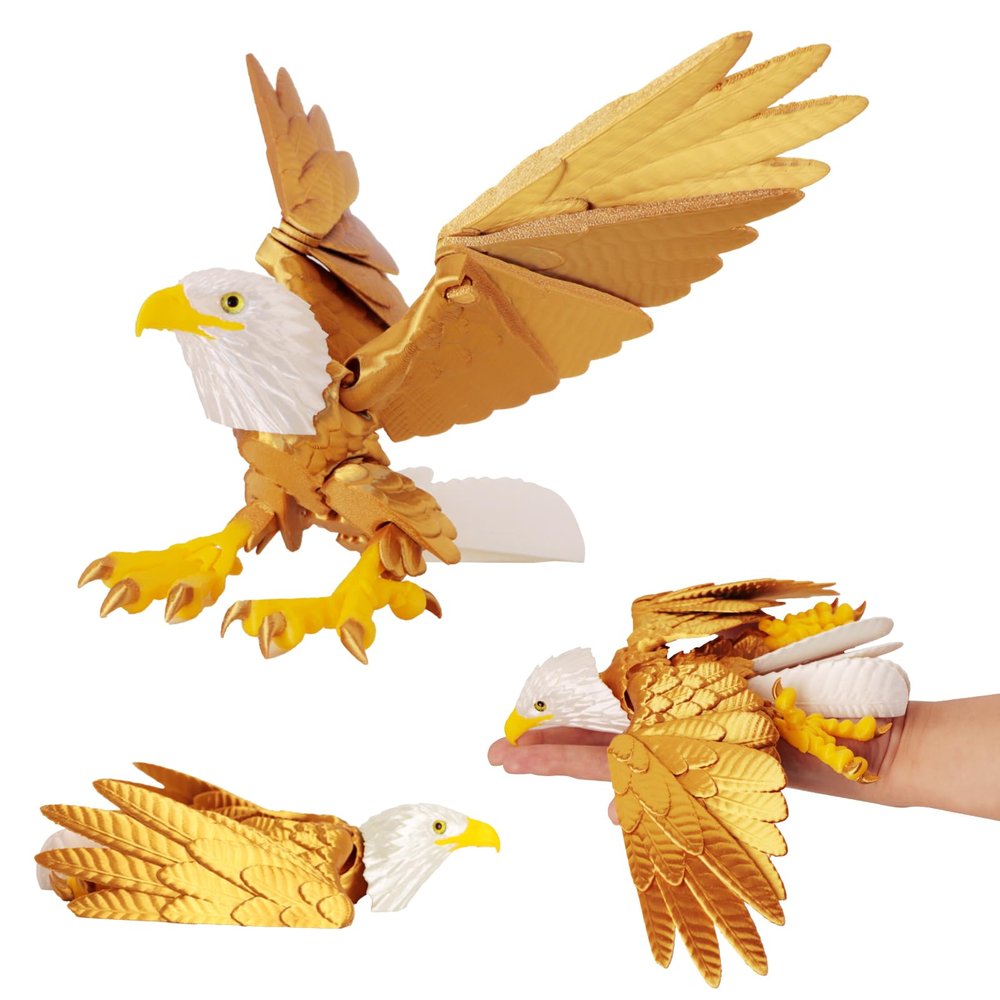 LehuoMaker 3D Printed Eagle Flexible Wings, Flying Eagle Model Toys, 3D Printed Bird Animals,3D Printed Dragon, Fidget Toys for Adults