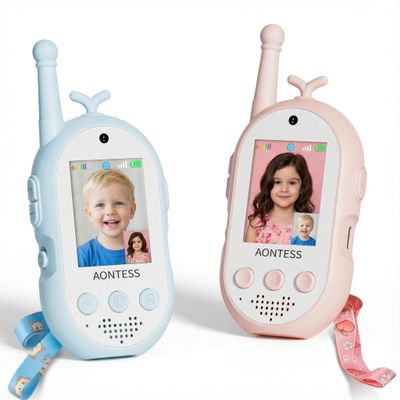 Kids Video Walkie Talkies with Camera: Rechargeable 2 Way Radios with Magic Voice - Electronic Learning Toys for Hide and Seek, Camping, Hiking - Birthday Gifts Boys Girls 3-12