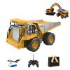 Mini Excavator Toy Remote Control, 1:64 Premium Alloy Mini RC Construction Set  Forklift, Excavator & Dump Truck, 3-Speed Settings, Remote Control Turn Off Lights, A Great Gift for Kids (Dump Truck) view 1