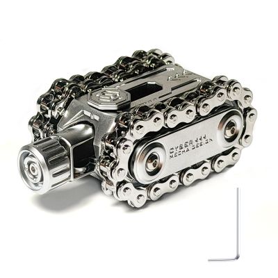 4 in 1 Tank Fidget Slider Roller Chain Spinner Combo Metal Tank-Style Desk Fidget Tool with Extendable Barrel, Mechanical Stress Relief Gear for Men Office Desk