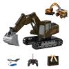 Mini Excavator Toy Remote Control, 1:64 Premium Alloy Mini RC Construction Set  Forklift, Excavator & Dump Truck, 3-Speed Settings, Remote Control Turn Off Lights, A Great Gift for Kids (Gray) view 1