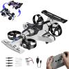 2-In-1 Flying Car & Stunt Drone, Land and Air 360 Flip Aircraft High Speed Drift Cars, Rechargeable 2.4Ghz 4WD Dual-Mode Car Mini Drone With Remote Control, 3 Speeds Adjustable (White) view 1