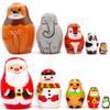 Russian Nesting Dolls Bundle 2 Set  5Piece Christmas Themed Matryoshka + 5Piece Wild Animals Matryoshka Set  Handcrafted Wooden Souvenirs for Collectors & Home Decor view 1