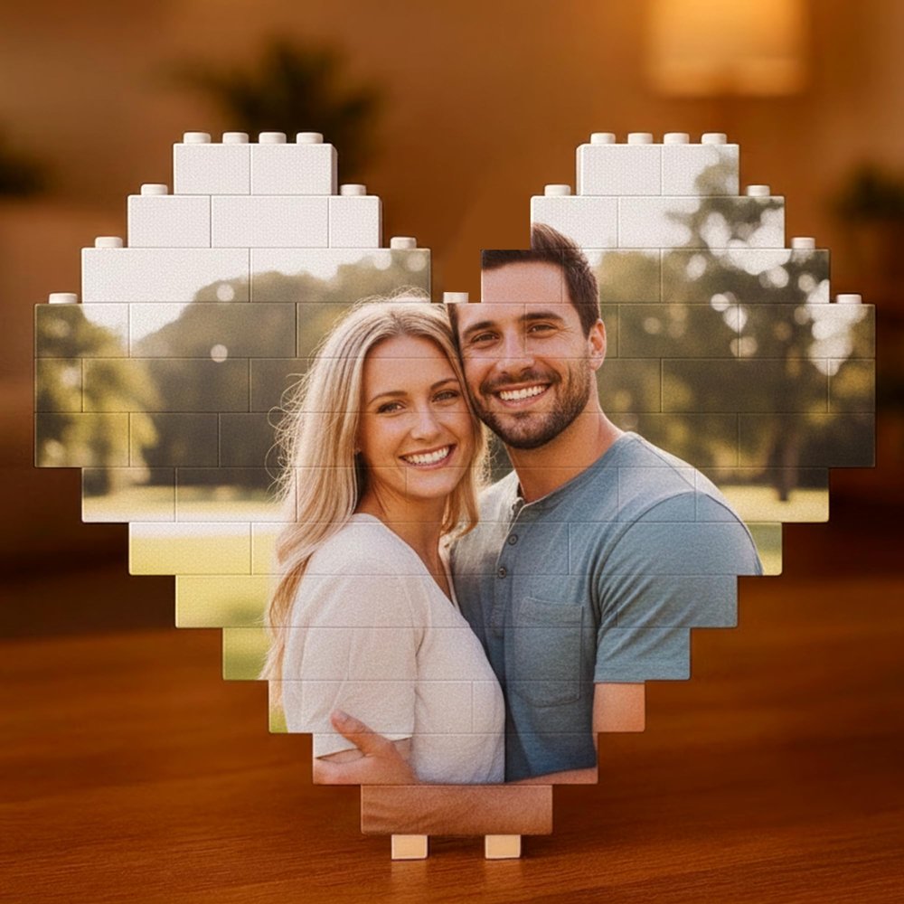 Custom Building Brick Photo Block Personalized Picture Display with Name Couple Photo Block, Brick Portrait for Women, Men Valentines Day, Birthday, Anniversary & Home Dcor 1