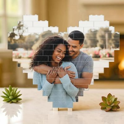 Custom Building Brick Photo Block Personalized Picture Display with Name Couple Photo Block, Brick Portrait for Women, Men Valentines Day, Birthday, Anniversary & Home Dcor 5