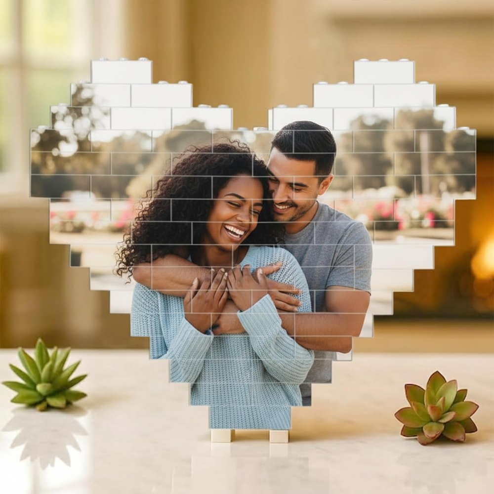 Custom Building Brick Photo Block  Personalized Picture Display with Name Couple Photo Block, Brick Portrait for Women, Men Valentines Day, Birthday, Anniversary & Home Dcor 5