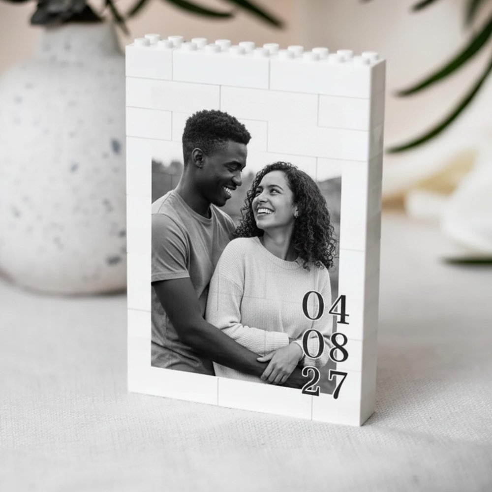 Custom Building Brick Photo Block Personalized Picture Display with Name Couple Photo Block, Brick Portrait for Women, Men Valentines Day, Birthday, Anniversary & Home Dcor 3