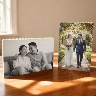 Custom Building Brick Photo Block Personalized Picture Display with Name Couple Photo Block, Brick Portrait for Women, Men Valentines Day, Birthday, Anniversary & Home Dcor 2