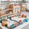Flexible Rubber Road Puzzle Track Pieces, Flexible Expressway Circuit Set Toy, Waterproof Indestructible Modular Puzzle Car Highway Tracks, DIY Car Playset for Indoor Outdoor Bath (E-PCS) view 2