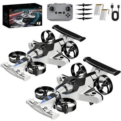 2-in-1 Flying Car & Stunt Drone, Rechargeable Dual-Mode Car Drone  Drive  Fly  Conquer Every Terrain, Flying Cars & Stunt Drones, Land and Air 360 Flip Aircraft High Speed Drift Cars (White*2)