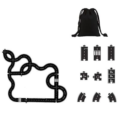 Flexible Rubber Road Puzzle Track Pieces, Flexible Expressway Circuit Set Toy, Waterproof Indestructible Modular Puzzle Car Highway Tracks, DIY Car Playset for Indoor Outdoor Bath (G-PCS)