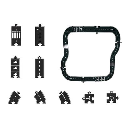 Flexible Rubber Road Puzzle Track Pieces, Indestructible Waterproof Rubber Car Tracks, Interlocking Flexible Expressway Circuit Set Toy, Puzzle Car Highway Tracks for Outdoor Indoor (24pc)