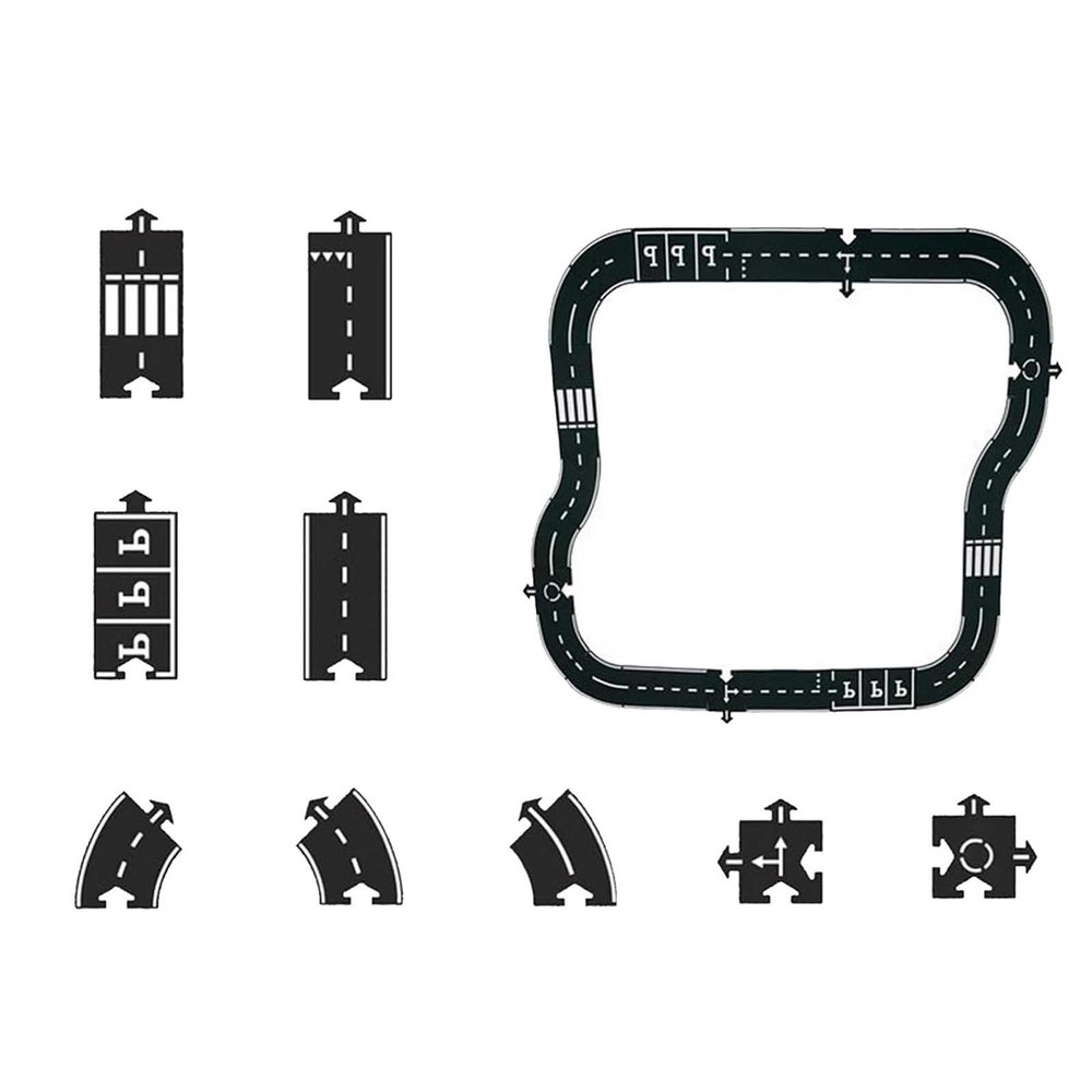 Flexible Rubber Road Puzzle Track Pieces, Indestructible Waterproof Rubber Car Tracks, Interlocking Flexible Expressway Circuit Set Toy, Puzzle Car Highway Tracks for Outdoor Indoor (24pc)