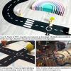 Flexible Rubber Road Puzzle Track Pieces, Indestructible Waterproof Rubber Car Tracks, Interlocking Flexible Expressway Circuit Set Toy, Puzzle Car Highway Tracks for Outdoor Indoor (24pc) view 3