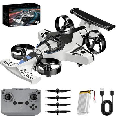 2-in-1 Flying Car & Stunt Drone, Rechargeable Dual-Mode Car Drone  Drive  Fly  Conquer Every Terrain, Flying Cars & Stunt Drones, Land and Air 360 Flip Aircraft High Speed Drift Cars (White)