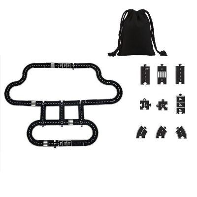 Flexible Rubber Road Puzzle Track Pieces, Flexible Expressway Circuit Set Toy, Waterproof Indestructible Modular Puzzle Car Highway Tracks, DIY Car Playset for Indoor Outdoor Bath (H-PCS)