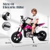 24V Electric Dirt Bike for Kids Ages 5-12200W Higher Speed Electric Motorcycle, Ride On Motorcycle with Rear Wheel Shock Absorber, LED Breath Light, Bluetooth, Music, Horn, Pink view 2
