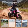 24V Electric Dirt Bike for Kids Ages 5-12200W Higher Speed Electric Motorcycle, Ride On Motorcycle with Rear Wheel Shock Absorber, LED Breath Light, Bluetooth, Music, Horn, Pink view 3
