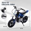 24V Electric Dirt Bike for Kids Ages 5-12200W Higher Speed Electric Motorcycle, Ride On Motorcycle with Rear Wheel Shock Absorber, LED Breath Light, Bluetooth, Music, Horn, Blue view 2