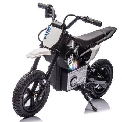24V Electric Dirt Bike for Kids Ages 5-12200W Higher Speed Electric Motorcycle, Ride On Motorcycle with Rear Wheel Shock Absorber, LED Breath Light, Bluetooth, Music, Horn, Black