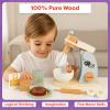 Wooden Toy Mixer for Kids Kitchen Playset - 9-Piece Toddler Cooking Set with Stand Mixer, Play Food, and Pretend Play Kitchen Accessories - Educational Kids Toys for Ages 3 and Up by Hey Play view 3