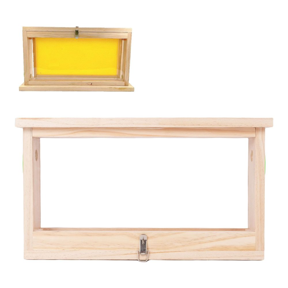 LAISANIM Bee Breeding Observation Box, Ventilated Wooden Beehive Frames, 2 Sided Transparent Acrylic Panels, 21.7x12.4x4.8in