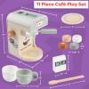 Wooden Toy Coffee Maker for Kids - 11PC Kids Kitchen Playset with Espresso Machine Toy and Pretend Play Kitchen Accessories - Pretend Play Toys for Toddler Girls and Boys Ages 3 and Up by Hey Play view 3