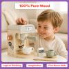 Wooden Toy Coffee Maker for Kids - 11PC Kids Kitchen Playset with Espresso Machine Toy and Pretend Play Kitchen Accessories - Pretend Play Toys for Toddler Girls and Boys Ages 3 and Up by Hey Play view 4