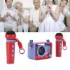 Oreilet Mini Karaoke Machine with 2 Wireless Microphones, Portable Speaker Karaoke Microphone Machine with Lanyard, Cute Camera Design, for Home Party Birthday (Blue) view 3