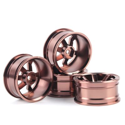 4pcs Aluminium Alloy Wheel Hub for Universal 1/10 Flat Running Drift RC Car, Durable RC Wheel Hub, Lightweight Anodized Aluminum Alloy Wheels with 52mm Diameter, Direct Fit Replace (Coffee)