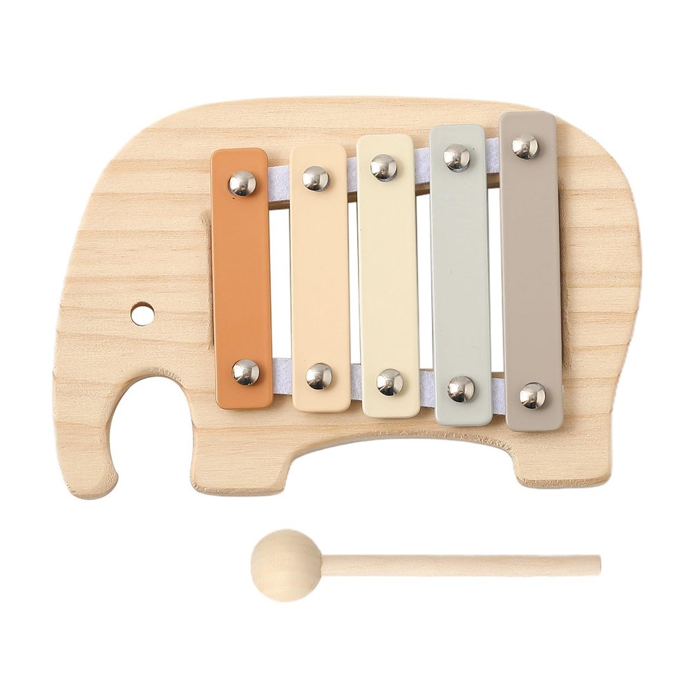 5 Note Xylophone Musical Toy Perception Percussion Instrument Wood 5 Tones Multicolor with Elephant Designs Wood Musical Instrument