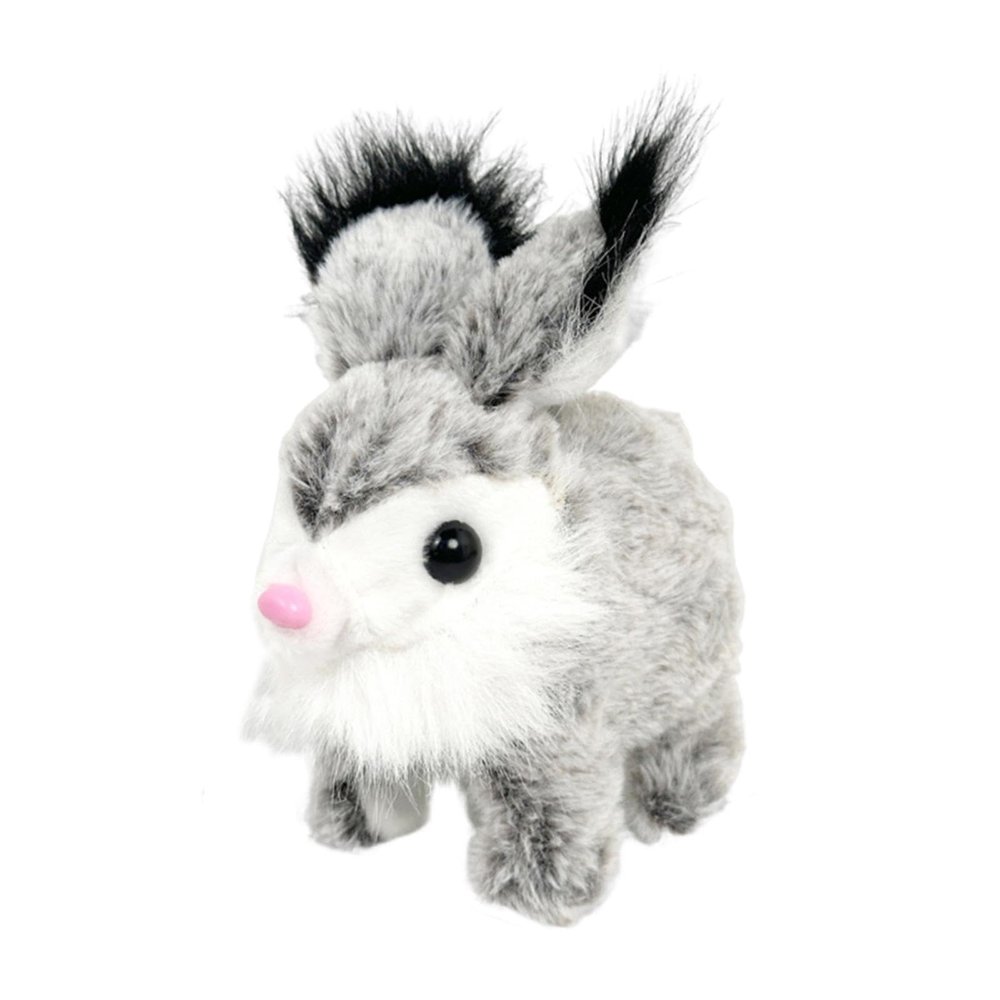 blloocod Rabbit Interactive Electronic Pet Toy with Wiggle Ears Sounds Movements Portable Cute Bunny for Children Kids Gifts- Gray White