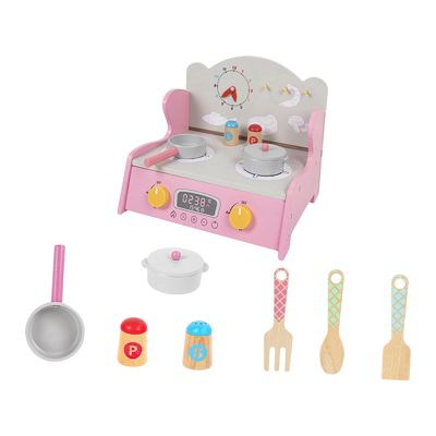 Wooden Play Kitchen Set for Kids, Pretend Play Cooking Toys with Accessories, Preschool Learning Toy, Fine Motor Skills, Birthday Gift for Toddlers- Set A