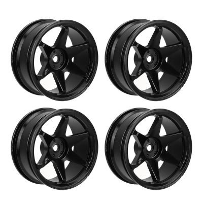 4PCS RC Wheel Hub, Reusable CNC Machining Aluminum Alloy RC Wheel Rims, 1/10 Scale RC Car Accessories with 52mm Diameter for HPI Kyosho HSP (Black)