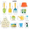 Kids Gardening Set 11PCS Toddler Tools Including Shovel Rake Watering Pot Gloves Apron Hat Flowerpot & Tote Bag Boys Girls view 2