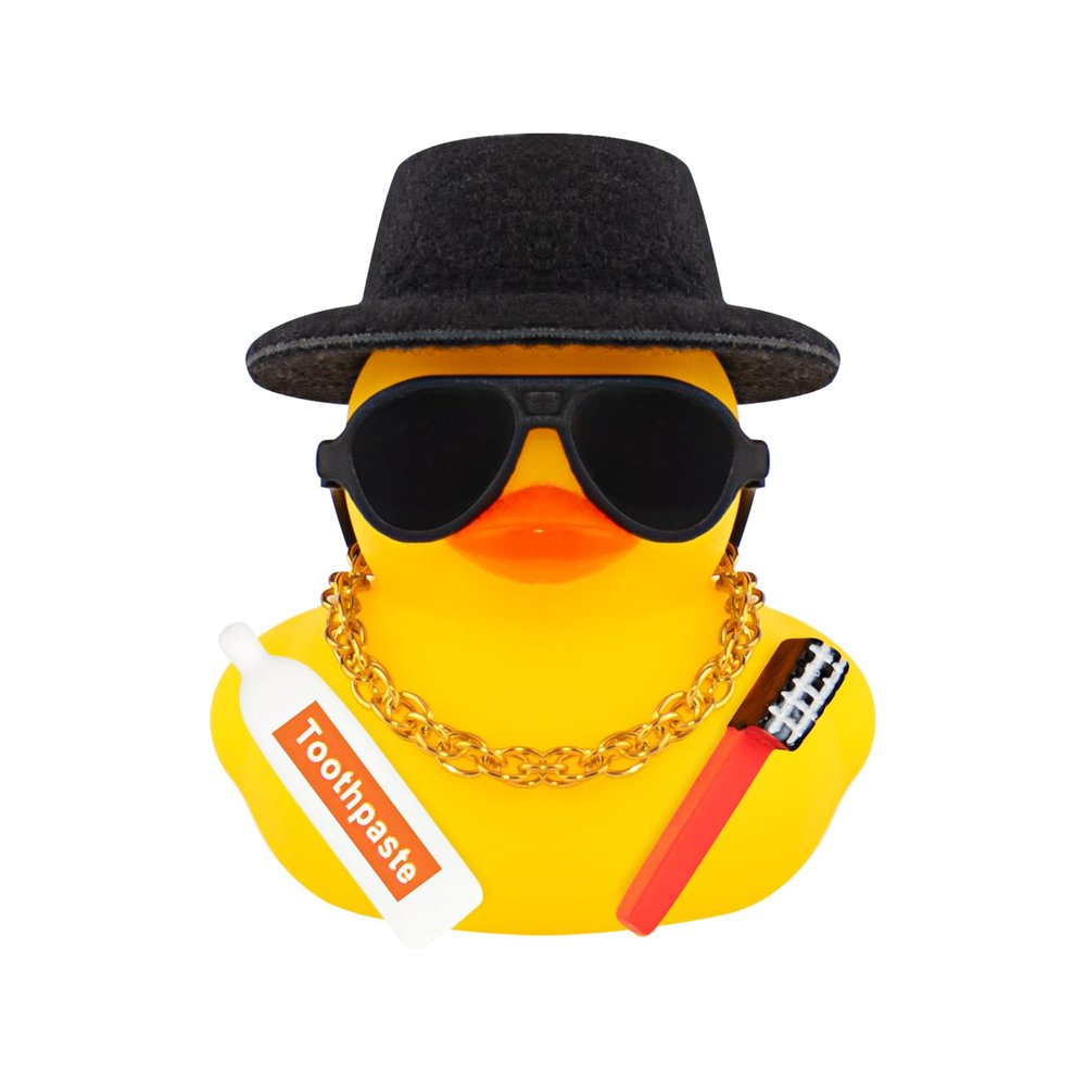 wonuu Gentleman Toilet Rubber Duck, Car Dashboard Decor with Toothbrushes