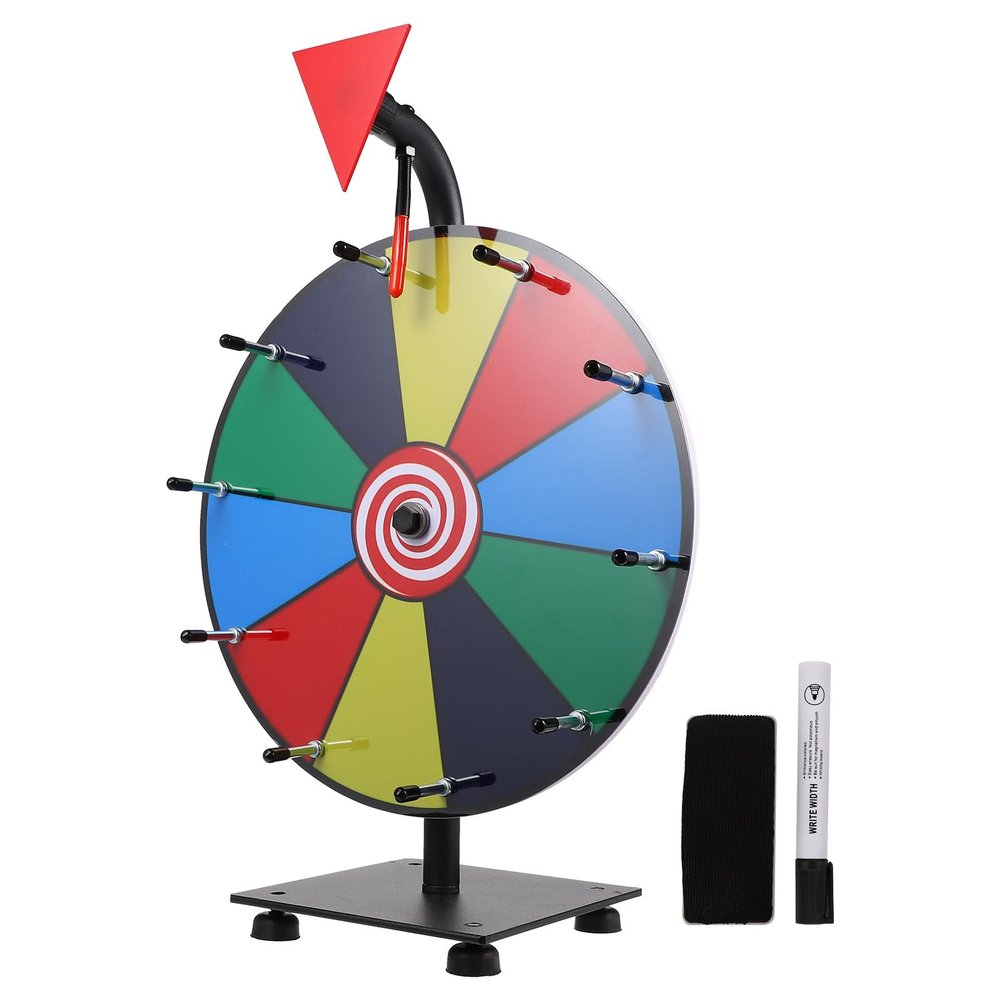 Abaodam Colorful Erasable Prize Wheel with Dry-Erase Surface Portable Tabletop Raffle for Parties Carnivals Trade Shows and Company Events