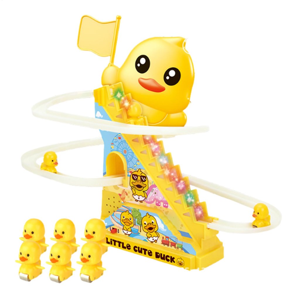 Electric Duck Climbing Stairs, Roller Coaster Slide Toy, 1set, Interactive Duck Game, Ducks Climbing Stairs, Interactive Stair Roller, for Home Nursery, Daycare Center, Kids Playroom