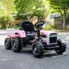 24V Electric Ride On Car with Trailer for Girls, 6-Wheel Farm Tractor Toy, Dual 200W Motors, Remote Control, MP3 Bluetooth, LED Lights, Safe Soft Start, Pink view 2