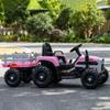 24V Electric Ride On Car with Trailer for Girls, 6-Wheel Farm Tractor Toy, Dual 200W Motors, Remote Control, MP3 Bluetooth, LED Lights, Safe Soft Start, Pink view 3