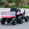 24V Electric Ride On Car with Trailer for Girls, 6-Wheel Farm Tractor Toy, Dual 200W Motors, Remote Control, MP3 Bluetooth, LED Lights, Safe Soft Start, Pink view 4