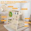 8-in-1 Indoor Playground, Indoor Jungle Gym for Kids, Wooden Montessori Climbing Toys with Rings, Slide,Rope Ladder, Monkey Bar, Climbing Net, Climbing Rock, Swing, Dart Board view 3