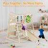 8-in-1 Indoor Playground, Indoor Jungle Gym for Kids, Wooden Montessori Climbing Toys with Rings, Slide,Rope Ladder, Monkey Bar, Climbing Net, Climbing Rock, Swing, Dart Board view 4