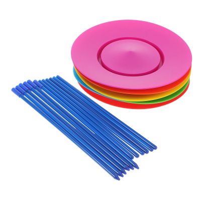 Abaodam 6pcs Spinning Plates with Sticks Set for Circus Stage Performance Safe Balanced Juggling Props for Boys and Entertainment and Skill Practice