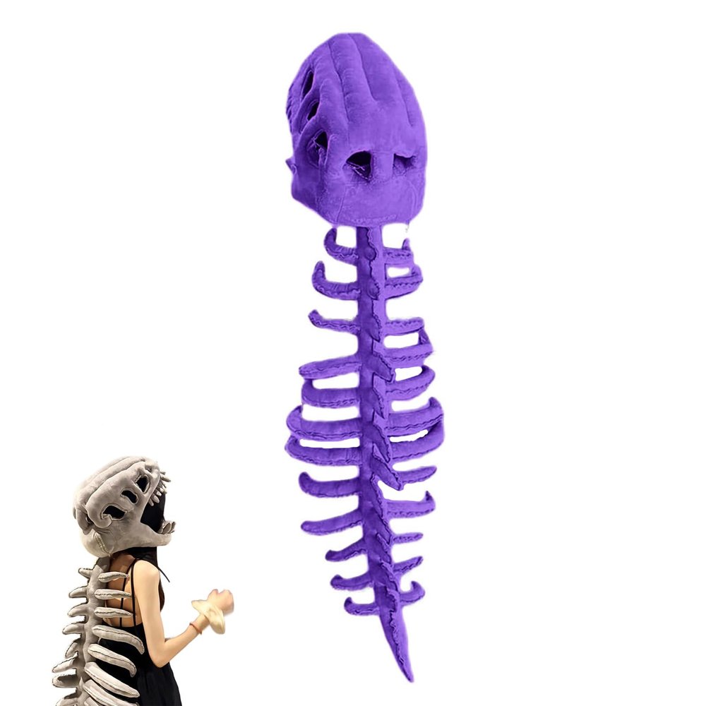 3D Dinosaur Skeleton Costume, Realistic Halloween T-Rex Outfit with Flexible Spine, Themed Cosplay Props (C-Adult Version)