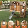 Fansafurn 9-in-1 Outdoor Playhouse with Slide & Sandbox - Natural Fir Playset for Kids Ages 3-10, Includes Play Kitchen, Growth Chart & Safety Rails view 4